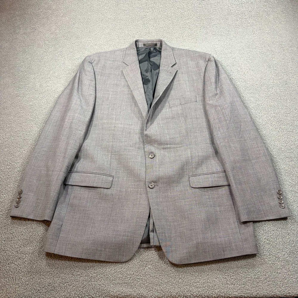 Chaps Blazer Mens 46L Gray Wool Blend Two Button Sport Coat 776058268470 Regular